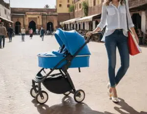 Zwiedzanie placu Jemaa El-Fna z niemowlęciem w wózku