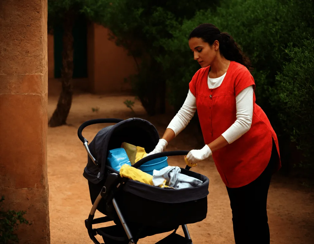 nettoyage-poussette-location-maroc LIVRAISON ET HYGIENE - Little Nomad Marrakech